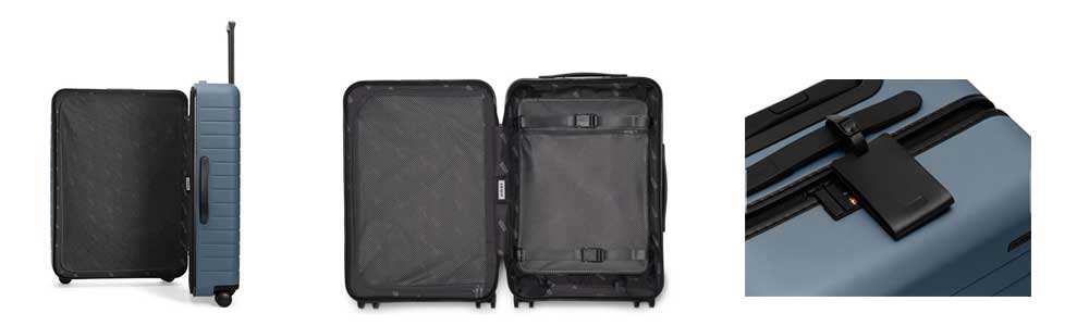 Larger suitcases with garment racks offer ample space for longer trips