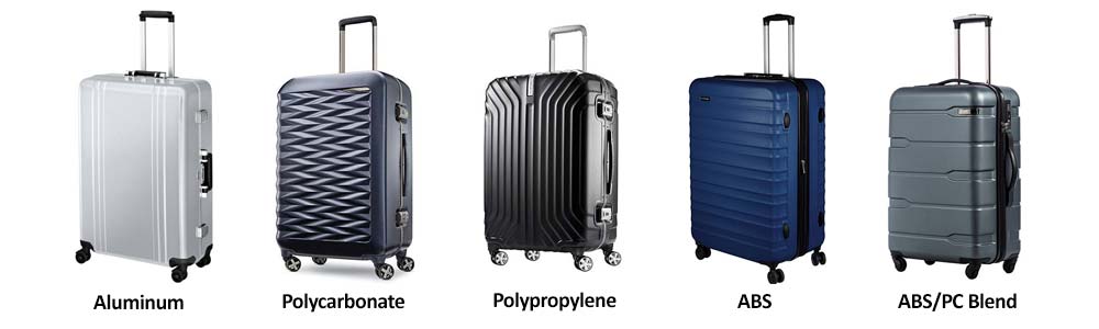 Different hard shell luggage materials